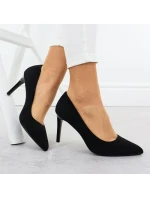 Černé semišové lodičky na jehlovém podpatku Sergio Leone 1339