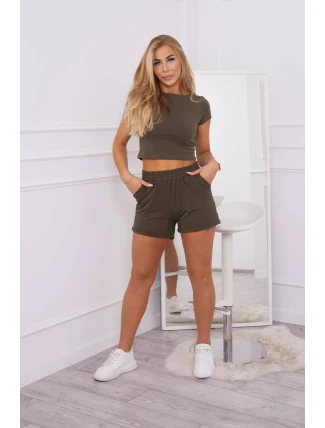 Bavlněná souprava s khaki šortkami
