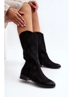 Zazoo 3403 Prosklené Dámské Botky S Nízkým Podpatkem Hnědé