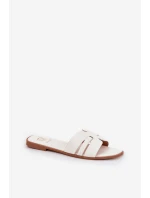 Dámské Pantofle Na Plochém Podpatku S Výřezy Eko Kůže Bílé Ecapus Dámské Pantofle Na Plochém Podpatku S Výřezy Eko Kůže Bílé Ecapus