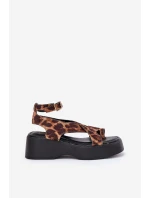 Dámské Sandály Na Platformě A Klínu V Leopardím Tisku Hnědé Tenzorus