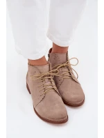 Semišové kotníkové boty na plochém podpatku Cappuccino Zazoo 4078 Semišové kotníkové boty na plochém podpatku Cappuccino Zazoo 4078