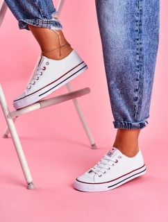 Dámské Klasické Tenisky Bílé S červeným Lemováním Ecoma