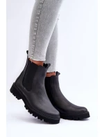 Kožené Botky Štíhlé Černé Nicole 2672