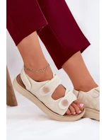 Dámské sandály s ozdobnými detaily na suchý zip béžové Zoliner