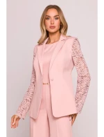 M865 Blejzr s krajkovými panely a jedním knoflíkem - pudrový M865 Blejzr s krajkovými panely a jedním knoflíkem - pudrový