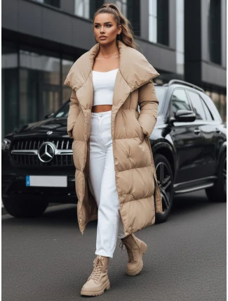 Dámský prošívaný kabát FAVI camel FashionStreet TY3091