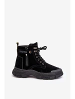 Zateplené semišové dámské botky Trapery černé Jailina