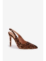 Zdobené Sandály Na Jehlách Panthera Hnědé Kemonia