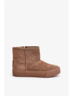 Kotníkové sněhule na zip zateplené kožíškem Big Star béžové Kotníkové sněhule na zip zateplené kožíškem Big Star béžové