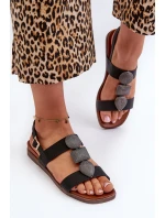 Dámské Černé Sandály S Ozdobami Sergio Leone SK072H