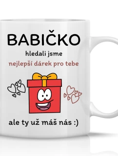 NEJLEPŠÍ DÁREK PRO BABIČKU - klasický bílý keramický hrníček 300 ml