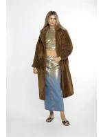 Hnědý dámský plyšový oversize kabát Ann Gissy (AG1-J9172)