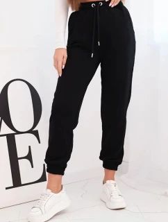 Dámské bavlněné kalhoty s gumou v pase černé