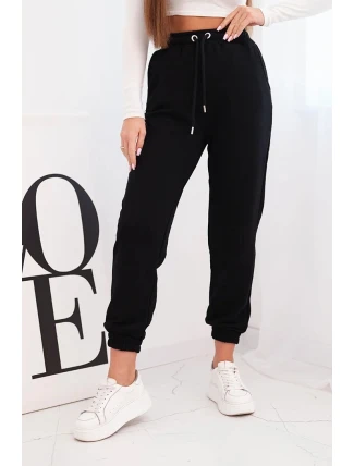 Dámské bavlněné kalhoty s gumou v pase černé