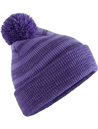 Beechfield B 476 Pletená čepice s bambulí "Team Stripe" 53.0476 purple