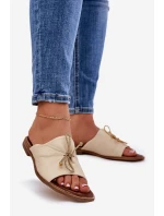 Zazoo 2659 Kožené Dámské Pantofle Béžové Zazoo 2659 Kožené Dámské Pantofle Béžové