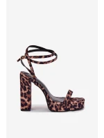 Dámské sandály na podpatku s páskem panterka Fevenne