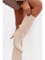 Dámské nazouvací kozačky na jehlovém podpatku Olivienne – světle béžové