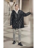 Černá dámská prošívaná oversize bunda s kapucí (ag5-010) Černá dámská prošívaná oversize bunda s kapucí (ag5-010)