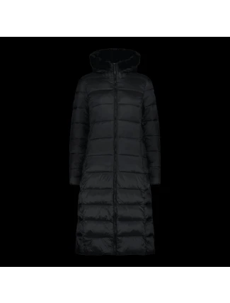 Dámský zimní dlouhý kabát CMP zateplená bunda s kapucí černá (34K0046F/U901)