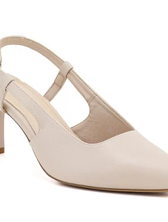 Lodičky na jehlovém podpatku bez podpatku lakované béžové Sergio Leone SK157