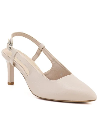 Lodičky na jehlovém podpatku bez podpatku lakované béžové Sergio Leone SK157