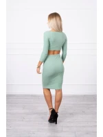 Souprava halenky a sukně tmavě mátová