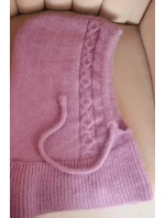 Dámská čepice s kapucí a pleteným uzlem světle fialová Dámská čepice s kapucí a pleteným uzlem světle fialová