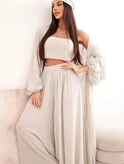 Dámský viskózový 4dílný komplet v boho stylu tmavě béžový
