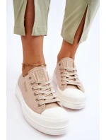 Nízké šněrovací tenisky Big Star LL274969 Béžové Nízké šněrovací tenisky Big Star LL274969 Béžové