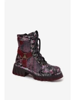 Kožené workery dámské Maciejka 07072-23 bordó