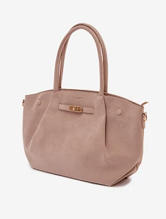 Shopper taška z imitace semiše Béžová Nellia