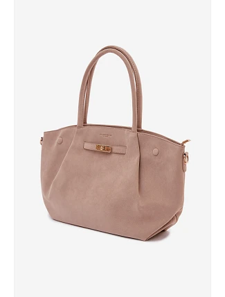 Shopper taška z imitace semiše Béžová Nellia