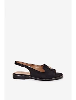 Dámské sandály na nízkém podpatku s ozdobným detailem S.Barski KV61-6015 Černé