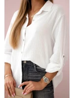 Bavlněná mušelínová košile oversize bílý