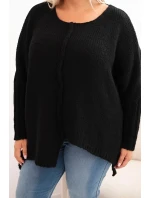Svetr dámský Plus Size s akrylem volného střihu a rukávem 3/4 černý
