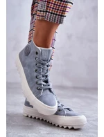 Dámské Kožené Teplé Tenisky Big Star EE274115 Světle Modré