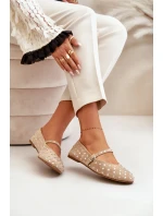 Ozdobené baleríny s páskem eko semišové béžové Tirilissa Ozdobené baleríny s páskem eko semišové béžové Tirilissa