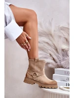 Dámské Zamszové Botky Na Plochém Podpatku Bežové Lewski 3610