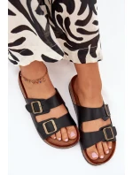 Dámské Sandály Na Korekové Platformě S Přezkami Černé Vesina