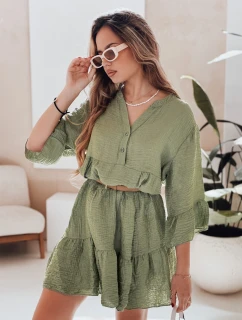 Letní mušelínové šaty LYVONNE tmavě zelené FashionStreet EY2616