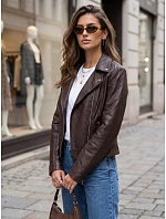 Dámská bunda ve stylu Ramones z ekokůže, tmavě hnědá, FashionStreet TY5729 Dámská bunda ve stylu Ramones z ekokůže, tmavě hnědá, FashionStreet TY5729