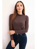 Dámská kašmírová halenka s rolákem a dlouhým rukávem hnědá Dámská kašmírová halenka s rolákem a dlouhým rukávem hnědá