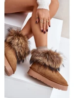 Kožené Sněhule Na Platformě S Kožešinou Camel Avirisa