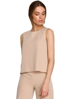 S257 Halenka bez rukávů - béžová