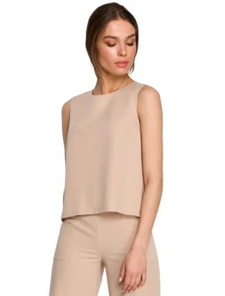 S257 Halenka bez rukávů - béžová S257 Halenka bez rukávů - béžová