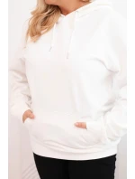 Dámská mikina s kapucí a klokaní kapsou Plus Size bavlněná bílá Dámská mikina s kapucí a klokaní kapsou Plus Size bavlněná bílá