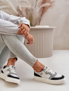 Dámské Nízké Tenisky Z Eko Kůže Big Star Bílo-Šedé