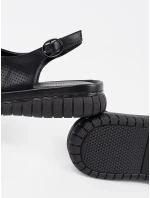 Krásné černé  sandály dámské bez podpatku